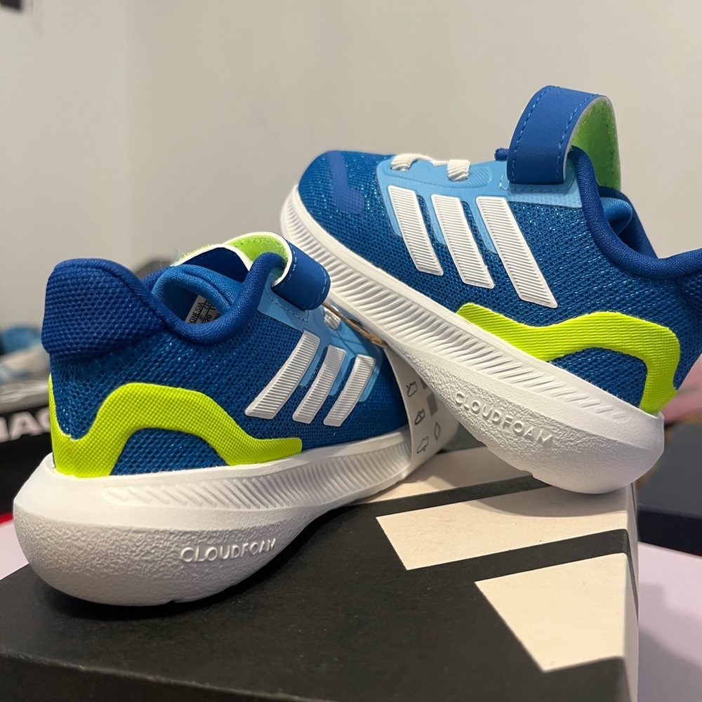 adidas Kids Blue and Neon Green Sneakers
